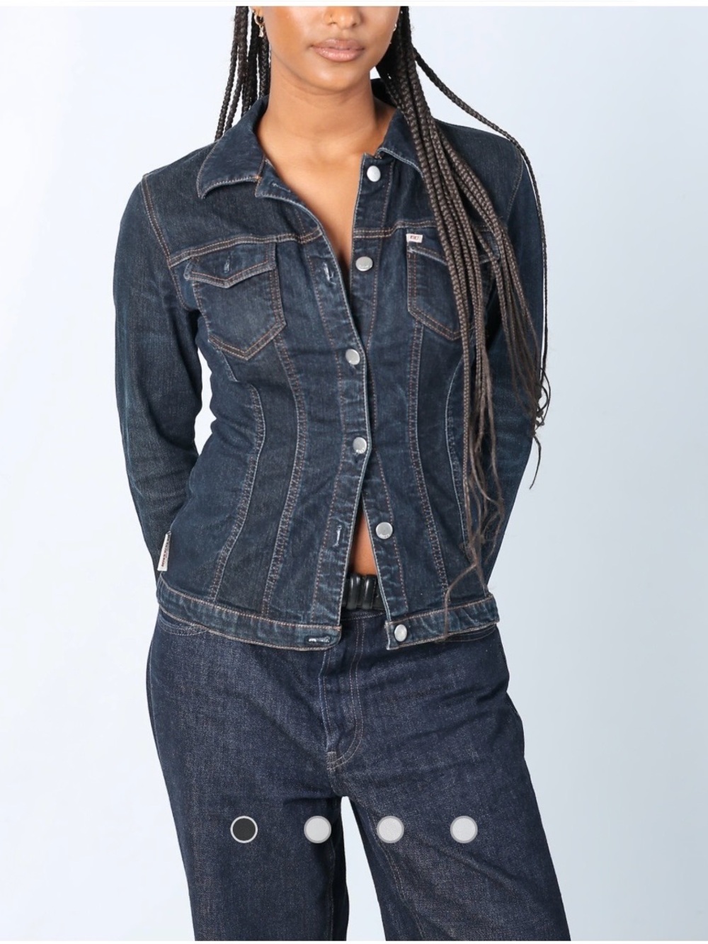 Vintage Miss Sixty Fitted Denim Jacket Dark Wash Y2K Size Medium “Brink” Style